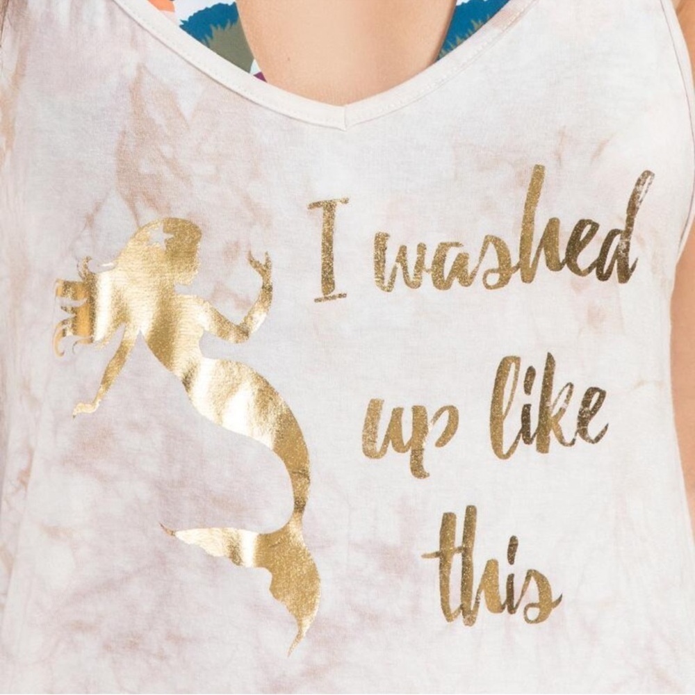 3/$20 Francesca's Collections Cream Tan Mermaid I Washed Up Like This Tank Top